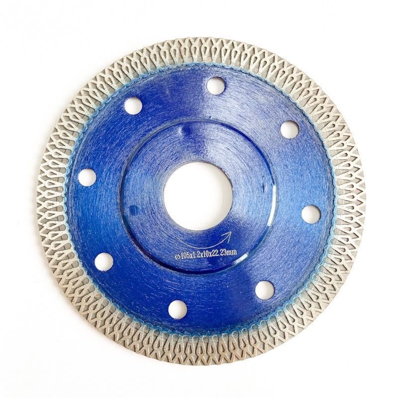 مكبس ساخن عالي الجودة 4 بوصة 105x0.8 / 1.2x10x20 مللي متر شفرة منشار ماسي دائري أزرق للأغراض العامة والسيراميك والطوب